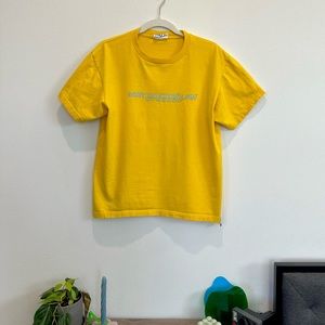 Indie designer yellow ‘sorrow club sorrow night’ T-shirt